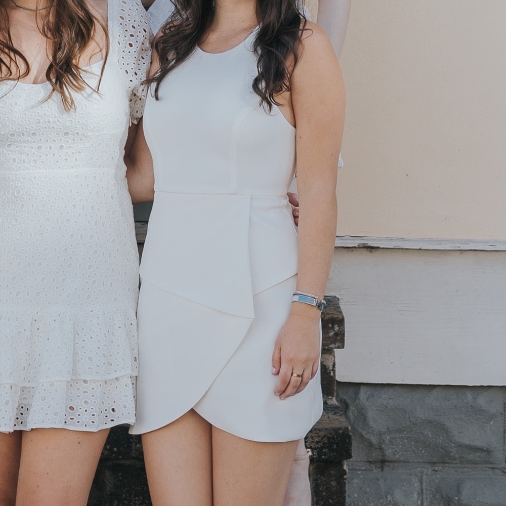 BCBG Ely Lace Up Mini Dress in White